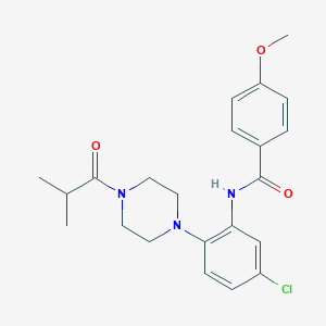 molecular formula C22H26ClN3O3 B243462 N-[5-chloro-2-(4-isobutyryl-1-piperazinyl)phenyl]-4-methoxybenzamide 