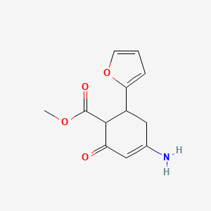 molecular formula C12H13NO4 B2434624 Methyl 4-amino-6-(furan-2-yl)-2-oxocyclohex-3-ene-1-carboxylate CAS No. 1219556-16-7