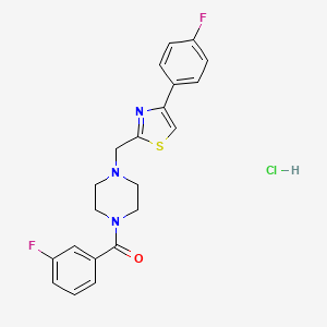 molecular formula C21H20ClF2N3OS B2434629 (3-氟苯基)(4-((4-(4-氟苯基)噻唑-2-基)甲基)哌嗪-1-基)甲酮盐酸盐 CAS No. 1215652-40-6