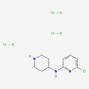 molecular formula C10H17Cl4N3 B2434639 6-氯-N-(哌啶-4-基)吡啶-2-胺三盐酸盐 CAS No. 1707365-35-2