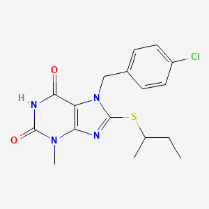 molecular formula C17H19ClN4O2S B2434641 8-(丁烷-2-硫基)-7-[(4-氯苯基)甲基]-3-甲基嘌呤-2,6-二酮 CAS No. 313470-81-4