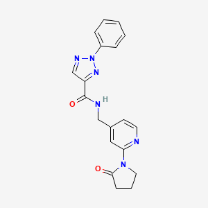 molecular formula C19H18N6O2 B2434645 N-((2-(2-oxopyrrolidin-1-yl)pyridin-4-yl)methyl)-2-phenyl-2H-1,2,3-triazole-4-carboxamide CAS No. 2034388-74-2