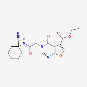 molecular formula C19H22N4O5 B2434646 Ethyl 3-[2-[(1-cyanocyclohexyl)amino]-2-oxoethyl]-6-methyl-4-oxofuro[2,3-d]pyrimidine-5-carboxylate CAS No. 1209646-68-3