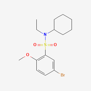 molecular formula C15H22BrNO3S B2434666 5-溴-N-环己基-N-乙基-2-甲氧基苯磺酰胺 CAS No. 496013-96-8