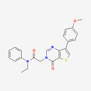 molecular formula C23H21N3O3S B2434694 N-乙基-2-[7-(4-甲氧基苯基)-4-氧代噻吩并[3,2-d]嘧啶-3(4H)-基]-N-苯基乙酰胺 CAS No. 1207032-92-5