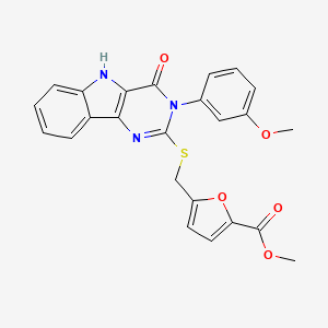 molecular formula C24H19N3O5S B2434696 5-(((3-(3-甲氧基苯基)-4-氧代-4,5-二氢-3H-吡啶并[5,4-b]吲哚-2-基)硫代)甲基)呋喃-2-羧酸甲酯 CAS No. 536706-98-6