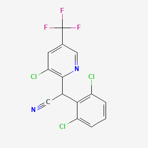 molecular formula C14H6Cl3F3N2 B2434697 2-[3-氯-5-(三氟甲基)-2-吡啶基]-2-(2,6-二氯苯基)丙腈 CAS No. 338407-06-0