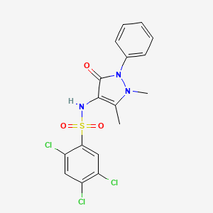 molecular formula C17H14Cl3N3O3S B2434707 2,4,5-trichloro-N-(1,5-dimethyl-3-oxo-2-phenyl-2,3-dihydro-1H-pyrazol-4-yl)benzene-1-sulfonamide CAS No. 881290-77-3