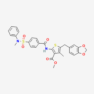 molecular formula C29H26N2O7S2 B2434719 Methyl-5-(Benzo[d][1,3]dioxol-5-ylmethyl)-4-methyl-2-(4-(N-methyl-N-phenylsulfamoyl)benzamido)thiophen-3-carboxylat CAS No. 476366-29-7