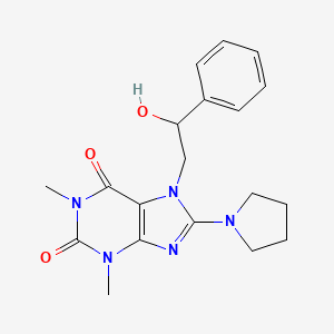 molecular formula C19H23N5O3 B2434722 7-(2-hydroxy-2-phenylethyl)-1,3-dimethyl-8-(pyrrolidin-1-yl)-1H-purine-2,6(3H,7H)-dione CAS No. 1105244-32-3