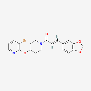 molecular formula C20H19BrN2O4 B2434723 (E)-3-(benzo[d][1,3]dioxol-5-yl)-1-(4-((3-bromopyridin-2-yl)oxy)piperidin-1-yl)prop-2-en-1-one CAS No. 1448140-15-5