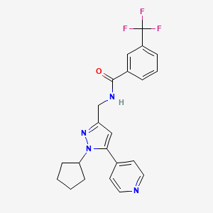 molecular formula C22H21F3N4O B2434725 N-((1-cyclopentyl-5-(pyridin-4-yl)-1H-pyrazol-3-yl)methyl)-3-(trifluoromethyl)benzamide CAS No. 1421471-96-6