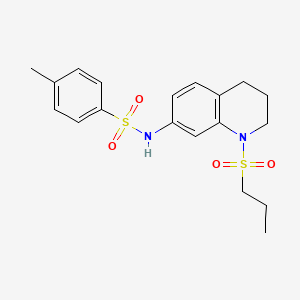 molecular formula C19H24N2O4S2 B2434728 4-methyl-N-(1-(propylsulfonyl)-1,2,3,4-tetrahydroquinolin-7-yl)benzenesulfonamide CAS No. 946226-70-6