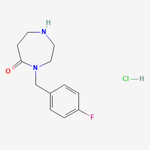 molecular formula C12H16ClFN2O B2434741 4-(4-Fluorobenzyl)-1,4-diazepan-5-one hydrochloride CAS No. 1998216-54-8