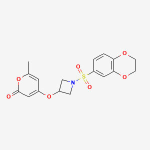 4-((1-((2,3-dihydrobenzo[b][1,4]dioxin-6-yl)sulfonyl)azetidin-3-yl)oxy)-6-methyl-2H-pyran-2-one