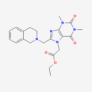 molecular formula C21H25N5O4 B2434743 乙酸[8-(3,4-二氢异喹啉-2(1H)-基甲基)-1,3-二甲基-2,6-二氧代-1,2,3,6-四氢-7H-嘌呤-7-基]酯 CAS No. 851940-62-0