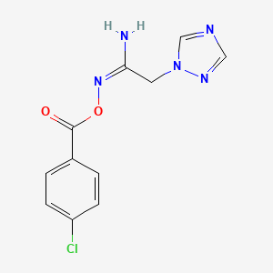 molecular formula C11H10ClN5O2 B2434753 [(E)-[1-amino-2-(1,2,4-triazol-1-yl)ethylidene]amino] 4-chlorobenzoate CAS No. 400084-96-0