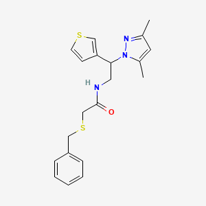 molecular formula C20H23N3OS2 B2434765 2-(benzylthio)-N-(2-(3,5-dimethyl-1H-pyrazol-1-yl)-2-(thiophen-3-yl)ethyl)acetamide CAS No. 2034252-35-0