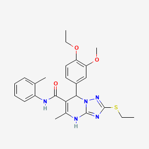 molecular formula C25H29N5O3S B2434767 7-(4-ethoxy-3-methoxyphenyl)-2-(ethylthio)-5-methyl-N-(2-methylphenyl)-4,7-dihydro[1,2,4]triazolo[1,5-a]pyrimidine-6-carboxamide CAS No. 1021212-57-6