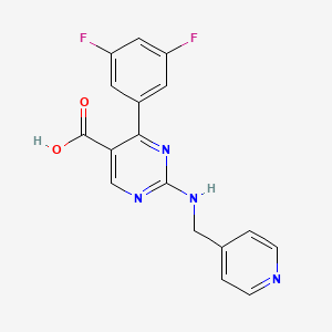 molecular formula C17H12F2N4O2 B2434771 4-(3,5-Difluorophenyl)-2-[(4-pyridylmethyl)amino]-5-pyrimidinecarboxylic acid CAS No. 1775526-47-0