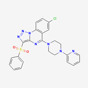 molecular formula C24H20ClN7O2S B2434775 7-Chloro-3-(phenylsulfonyl)-5-(4-pyridin-2-ylpiperazin-1-yl)[1,2,3]triazolo[1,5-a]quinazoline CAS No. 893786-67-9