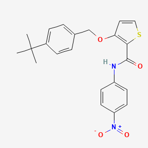 molecular formula C22H22N2O4S B2434785 3-[(4-tert-butylphenyl)methoxy]-N-(4-nitrophenyl)thiophene-2-carboxamide CAS No. 344272-85-1