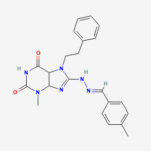 3-methyl-8-[(E)-2-[(4-methylphenyl)methylidene]hydrazin-1-yl]-7-(2-phenylethyl)-2,3,6,7-tetrahydro-1H-purine-2,6-dione