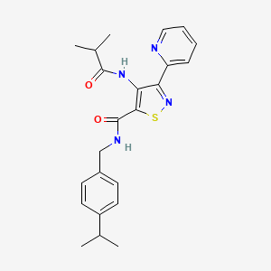 molecular formula C23H26N4O2S B2434793 4-(异丁酰氨基)-N-(4-异丙基苄基)-3-吡啶-2-基异噻唑-5-甲酰胺 CAS No. 1251633-48-3