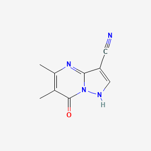 molecular formula C9H8N4O B2434795 7-Hydroxy-5,6-dimethylpyrazolo[1,5-a]pyrimidine-3-carbonitrile CAS No. 1310199-27-9