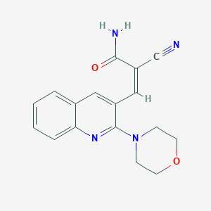 molecular formula C17H16N4O2 B2434817 (Z)-2-Cyano-3-(2-morpholin-4-ylquinolin-3-yl)prop-2-enamide CAS No. 378769-86-9