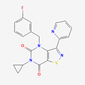 B2434823 6-cyclopropyl-4-(3-fluorobenzyl)-3-(2-pyridyl)isothiazolo[4,5-d]pyrimidine-5,7(4H,6H)-dione CAS No. 1251618-98-0