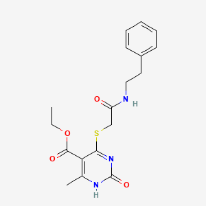 Ethyl 6-methyl-2-oxo-4-((2-oxo-2-(phenethylamino)ethyl)thio)-1,2-dihydropyrimidine-5-carboxylate