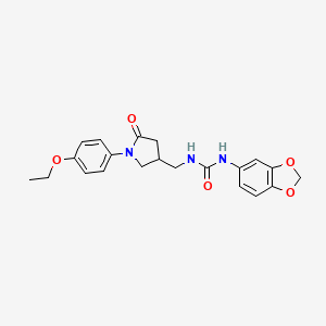 molecular formula C21H23N3O5 B2434839 1-(Benzo[d][1,3]dioxol-5-yl)-3-((1-(4-ethoxyphenyl)-5-oxopyrrolidin-3-yl)methyl)urea CAS No. 954636-31-8