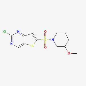 molecular formula C12H14ClN3O3S2 B2434842 1-({2-Chlorothieno[3,2-d]pyrimidin-6-yl}sulfonyl)-3-methoxypiperidine CAS No. 2094401-62-2