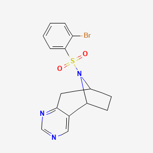 molecular formula C15H14BrN3O2S B2434844 (5R,8S)-10-((2-溴苯基)磺酰基)-6,7,8,9-四氢-5H-5,8-表氨基环庚并[d]嘧啶 CAS No. 2060918-30-9