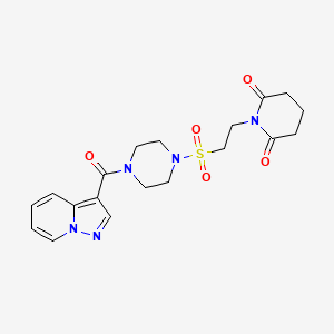 molecular formula C19H23N5O5S B2434846 1-(2-((4-(吡唑并[1,5-a]吡啶-3-羰基)哌嗪-1-基)磺酰基)乙基)哌啶-2,6-二酮 CAS No. 1396809-98-5