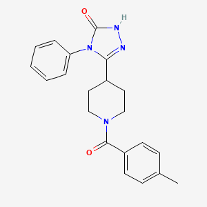 molecular formula C21H22N4O2 B2434867 5-[1-(4-甲基苯甲酰)哌啶-4-基]-4-苯基-2,4-二氢-3H-1,2,4-三唑-3-酮 CAS No. 1775519-04-4