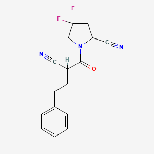 molecular formula C16H15F2N3O B2434868 1-(2-Cyano-4-phenylbutanoyl)-4,4-difluoropyrrolidine-2-carbonitrile CAS No. 2392934-90-4