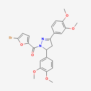 molecular formula C24H23BrN2O6 B2434875 1-(5-bromofuran-2-carbonyl)-3,5-bis(3,4-dimethoxyphenyl)-4,5-dihydro-1H-pyrazole CAS No. 370852-34-9
