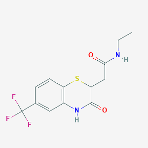 molecular formula C13H13F3N2O2S B2434910 N-エチル-2-[3-オキソ-6-(トリフルオロメチル)-3,4-ジヒドロ-2H-1,4-ベンゾチアジン-2-イル]アセトアミド CAS No. 380470-98-4