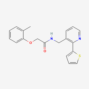 molecular formula C19H18N2O2S B2434912 N-((2-(thiophen-2-yl)pyridin-3-yl)methyl)-2-(o-tolyloxy)acetamide CAS No. 2034207-01-5