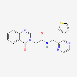 molecular formula C19H15N5O2S B2434919 2-(4-氧代喹唑啉-3(4H)-基)-N-((3-(噻吩-3-基)吡嗪-2-基)甲基)乙酰胺 CAS No. 2034425-52-8