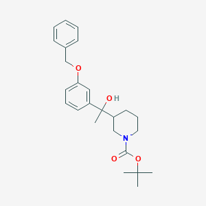 molecular formula C25H33NO4 B2434933 Tert-butyl 3-[1-hydroxy-1-(3-phenylmethoxyphenyl)ethyl]piperidine-1-carboxylate CAS No. 2108802-14-6