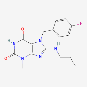 7-[(4-Fluorophenyl)methyl]-3-methyl-8-(propylamino)purine-2,6-dione