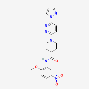 molecular formula C20H21N7O4 B2434936 1-(6-(1H-pyrazol-1-yl)pyridazin-3-yl)-N-(2-methoxy-5-nitrophenyl)piperidine-4-carboxamide CAS No. 1706419-73-9