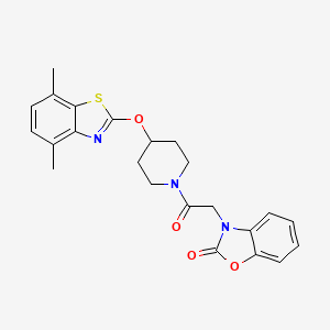 molecular formula C23H23N3O4S B2434938 3-(2-(4-((4,7-dimethylbenzo[d]thiazol-2-yl)oxy)piperidin-1-yl)-2-oxoethyl)benzo[d]oxazol-2(3H)-one CAS No. 1286713-85-6