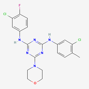 molecular formula C20H19Cl2FN6O B2434941 N2-(3-chloro-4-fluorophenyl)-N4-(3-chloro-4-methylphenyl)-6-morpholino-1,3,5-triazine-2,4-diamine CAS No. 898617-78-2