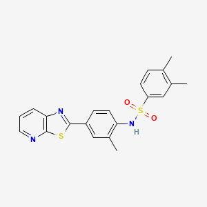 molecular formula C21H19N3O2S2 B2434948 3,4-dimethyl-N-(2-methyl-4-(thiazolo[5,4-b]pyridin-2-yl)phenyl)benzenesulfonamide CAS No. 896679-38-2