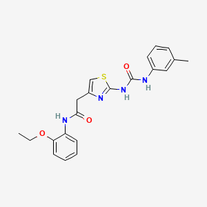 molecular formula C21H22N4O3S B2434954 N-(2-ethoxyphenyl)-2-(2-(3-(m-tolyl)ureido)thiazol-4-yl)acetamide CAS No. 921499-90-3