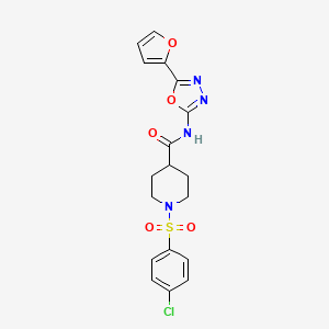 molecular formula C18H17ClN4O5S B2434957 1-((4-chlorophenyl)sulfonyl)-N-(5-(furan-2-yl)-1,3,4-oxadiazol-2-yl)piperidine-4-carboxamide CAS No. 941893-04-5
